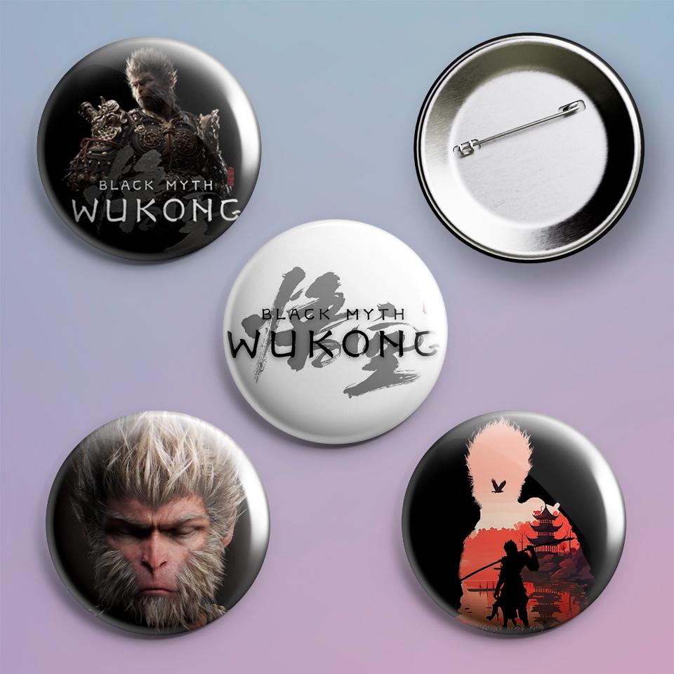 Значки на рюкзак с принтом игры Black Myth Wukong 4 шт.