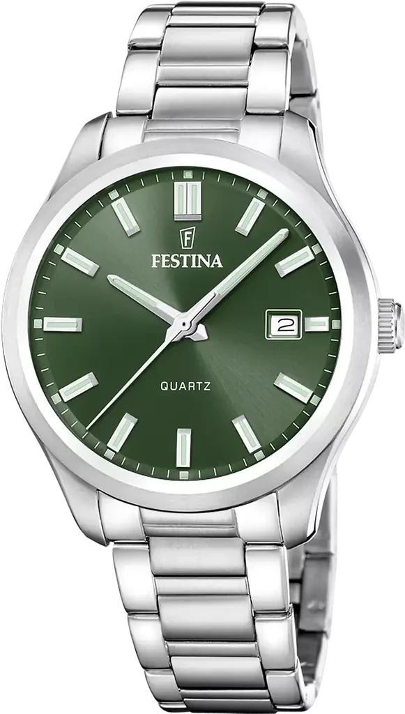 Наручные часы мужские Festina F20736/4 Classics со стальным корпусом WR 50 м и зеленым циферблатом