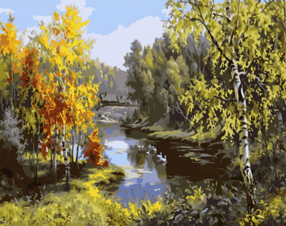 Картина за номерами Strateg Річка та гуси 40x50 см (VA-1568)