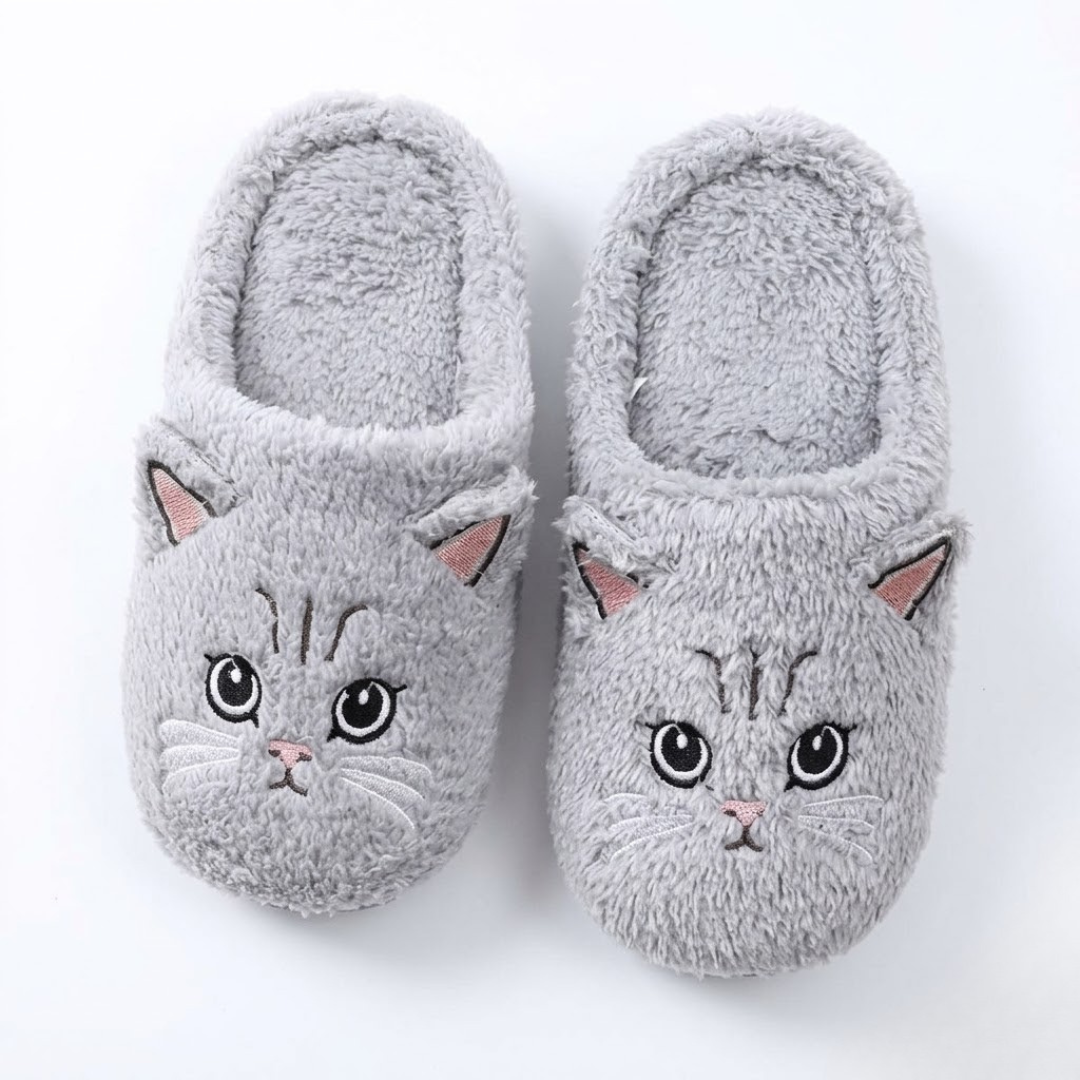 Тапочки женские Кошки мягкие плюшевые р. 36-37 Серый (Y02404-1)