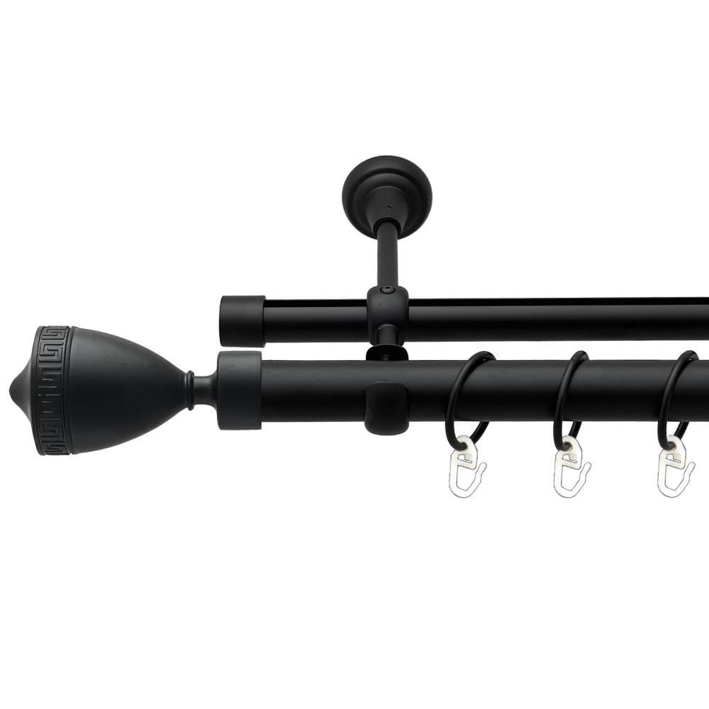 Карниз металлический Orvit Афина двухрядный оппозитный/гладкая профильная труба/кольцо металлическое Черный Бархат 25/19 мм 300 см (00-00024567)