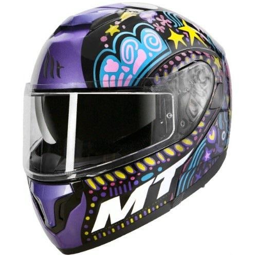 Мотошлем MT Atom SV Axa L Black/Purple/Yellow/Blue