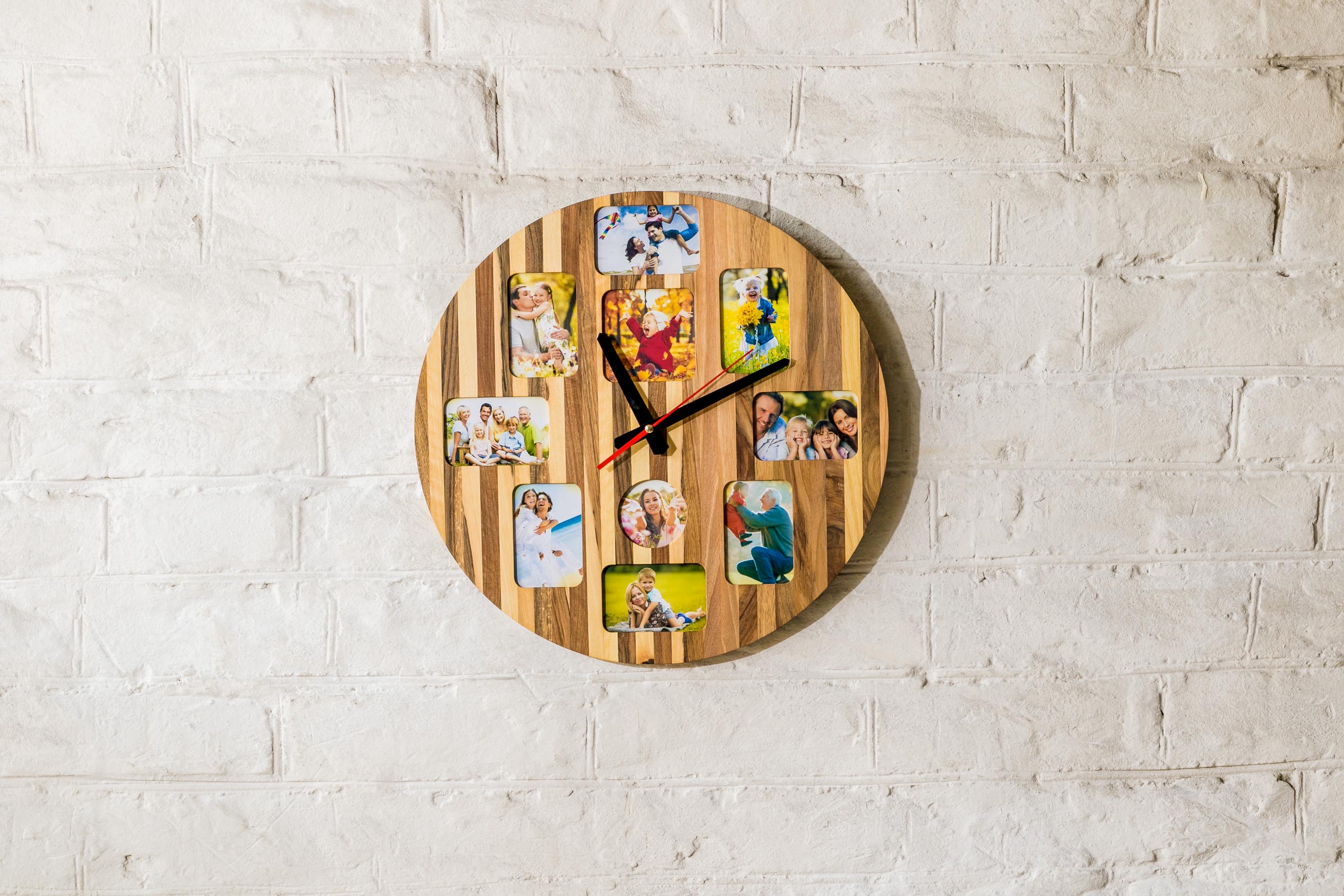 Часы деревянные EcoWalnut с фотографиями (EW-26)