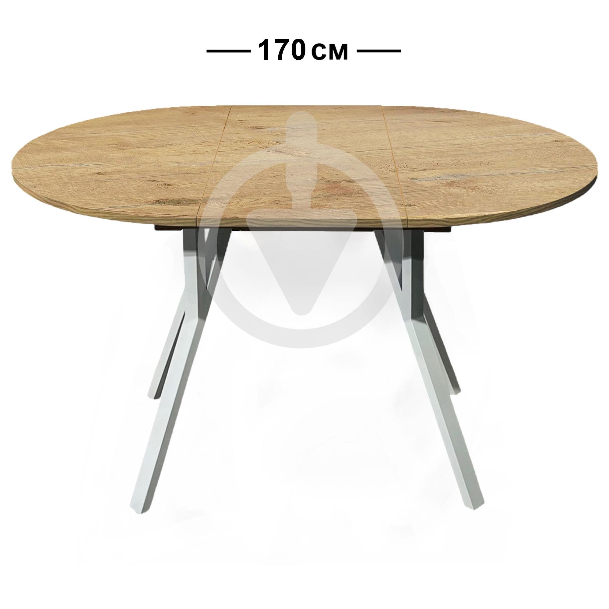 Стіл кухонний розкладний MebliRoMax Elips Slide 130х85/170х85 см Loft Дуб Крафт Золотий/Білий - фото 2 Стіл кухонний розкладний MebliRoMax Elips Slide 130х85/170х85 см Loft Дуб Крафт Золотий/Білий - фото 2