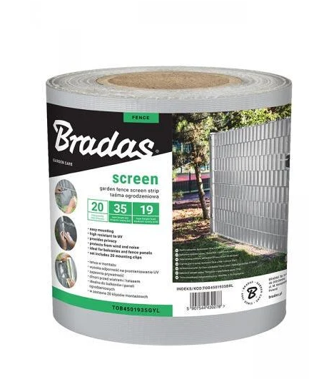 Стрічка для паркану Bradas 19 см x 35 м 450 г/м2 Світло-сірий