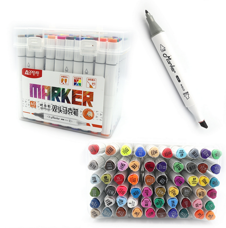 Набір скетчмаркерів двосторонніх Aodemei 60 кольорів - фото 2 Набір скетчмаркерів двосторонніх Aodemei 60 кольорів - фото 2