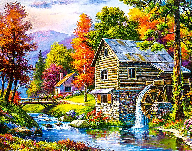 Картина по номерам "Водяная мельница" 50x40 см (РНК-077)