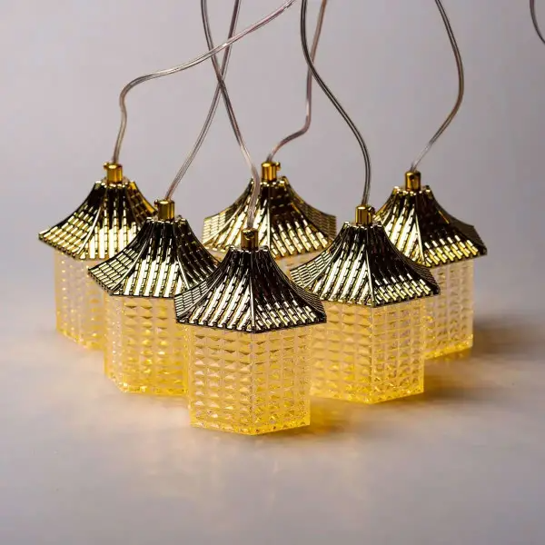 Гірлянда штора мережева LED з об'ємними фігурами будиночків у китайському стилі 3х0,9 м 6 ламп Теплий жовтий (6L3MLIG) - фото 10