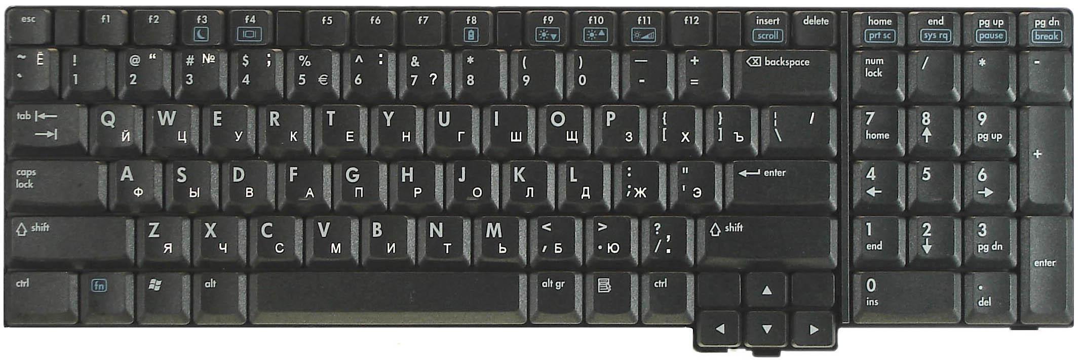 Клавиатура для ноутбука HP Compaq 8710P 8710W Black