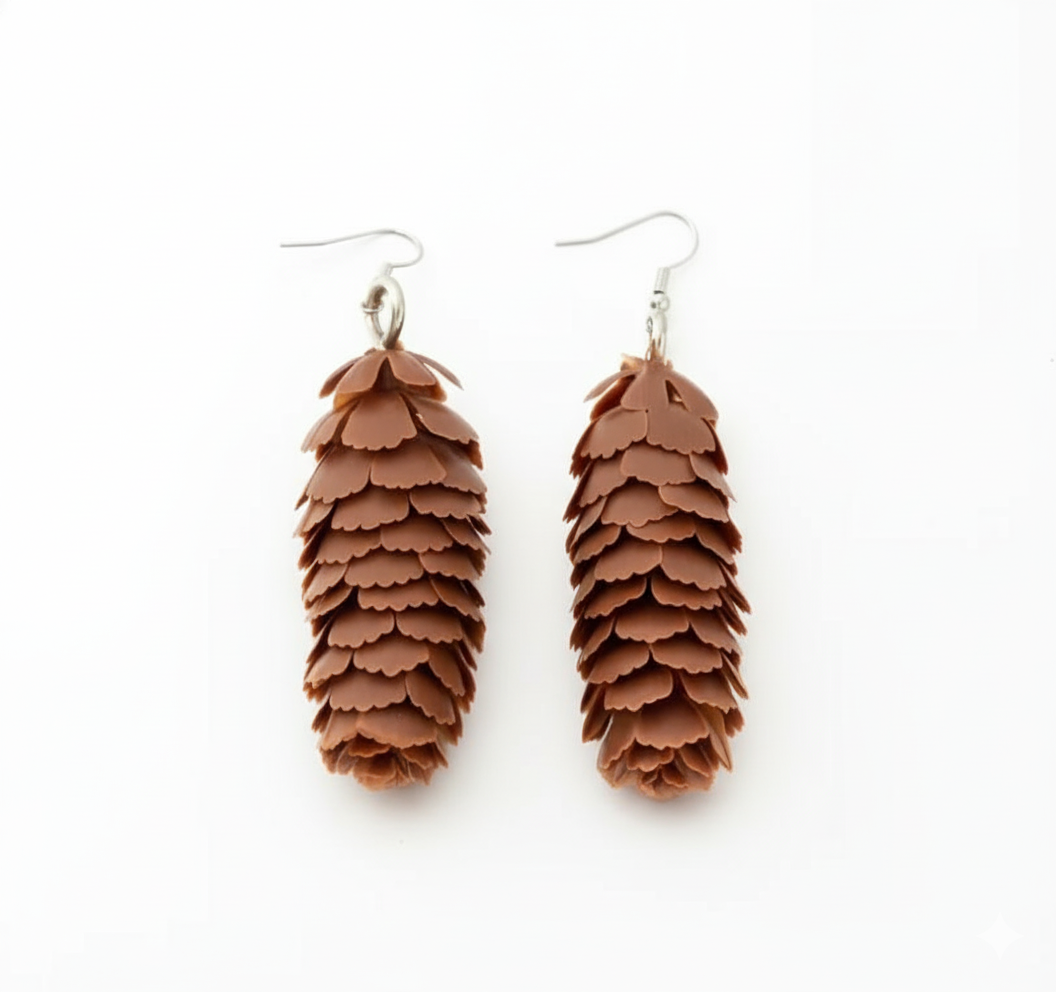 Серьги-подвески Шепот леса шишик 8,6 см (2818295453)