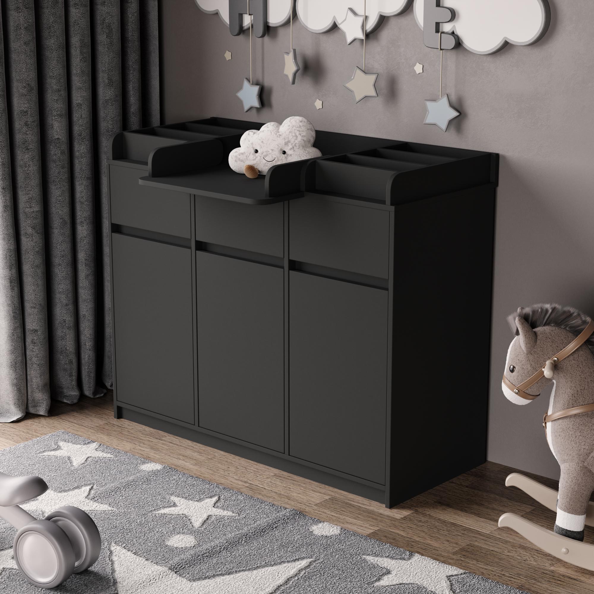 Пеленальний комод Furnigrade ПС-10 90х120х50 см Антрацит