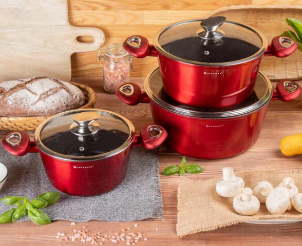 Набор котелков Edenberg с мраморным покрытием 8 пр. (EB-7421) - фото 1 Набор котелков Edenberg с мраморным покрытием 8 пр. (EB-7421) - фото 1