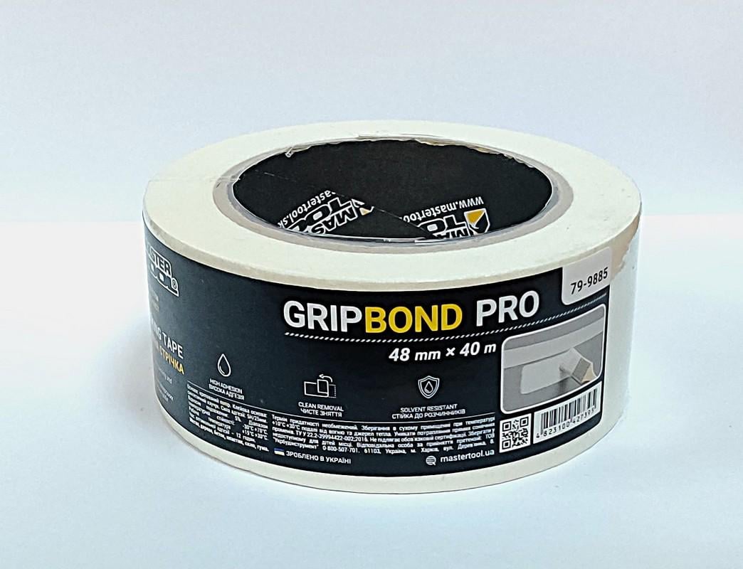 Лента малярная универсальная MasterTool GripBond Pro 48 мм х40 м Белый (79-9885) Лента малярная универсальная MasterTool GripBond Pro 48 мм х40 м Белый (79-9885)