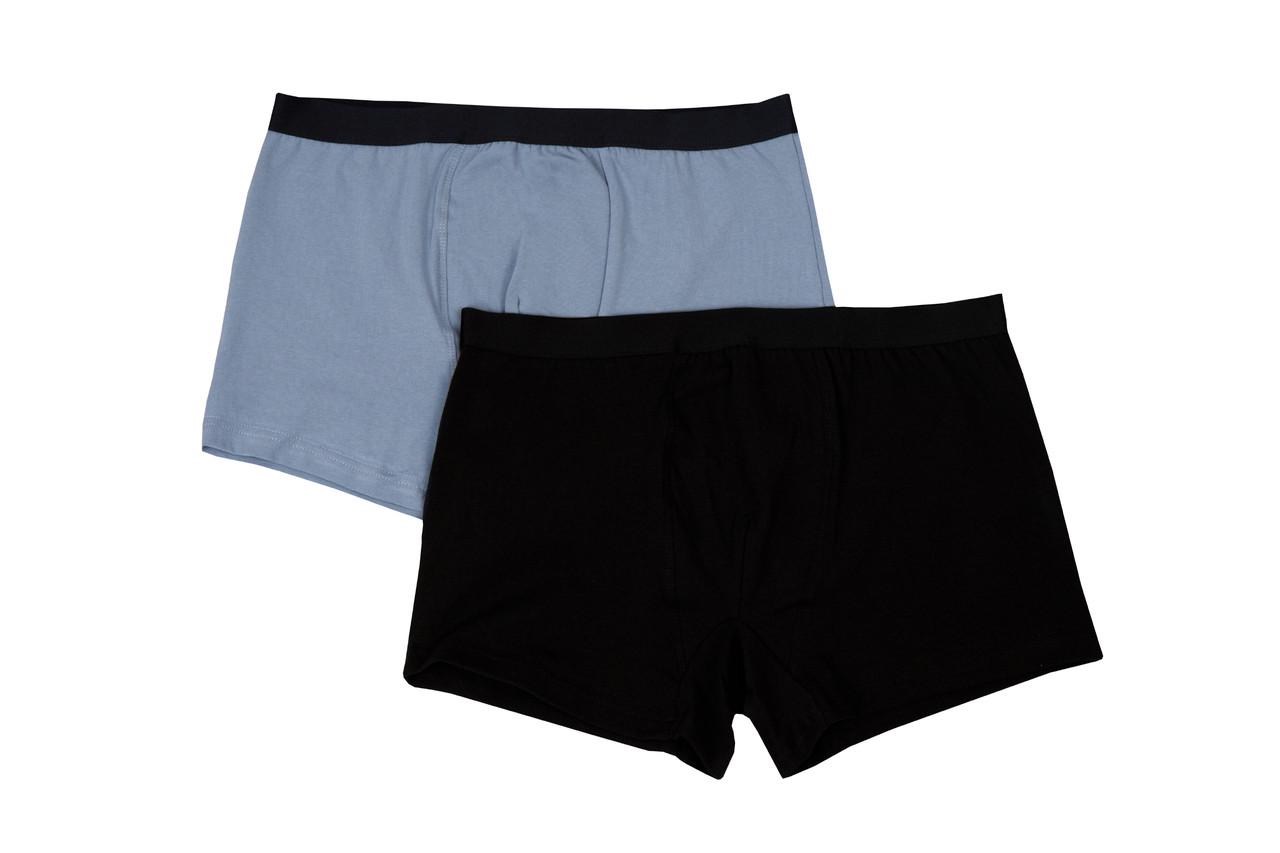 Комплект мужских хлопковых трусов на резинке GBI S 2 шт. Серый/Черный (13731)