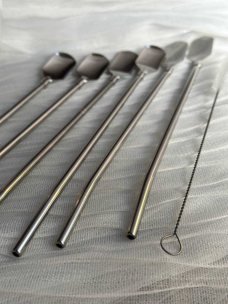 Набор соломинок-ложек многоразовых Yiwu HP-20-19 из нержавеющей стали 6 шт. Хром (25252928) - фото 2 Набор соломинок-ложек многоразовых Yiwu HP-20-19 из нержавеющей стали 6 шт. Хром (25252928) - фото 2
