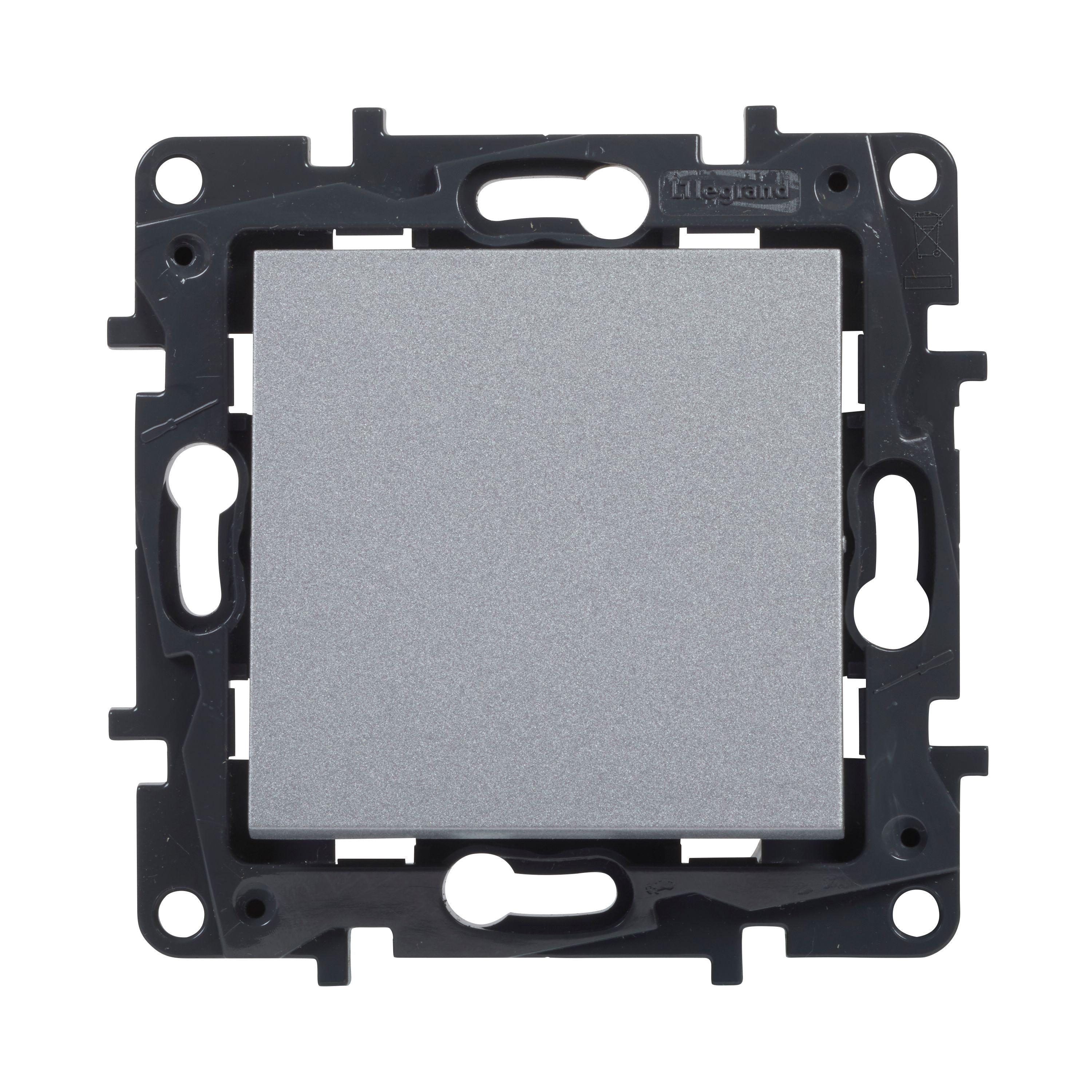 Выключатель Legrand NILOE STEP кнопочный одноклавишный автоматические клеммы пластик Алюминий (863309)