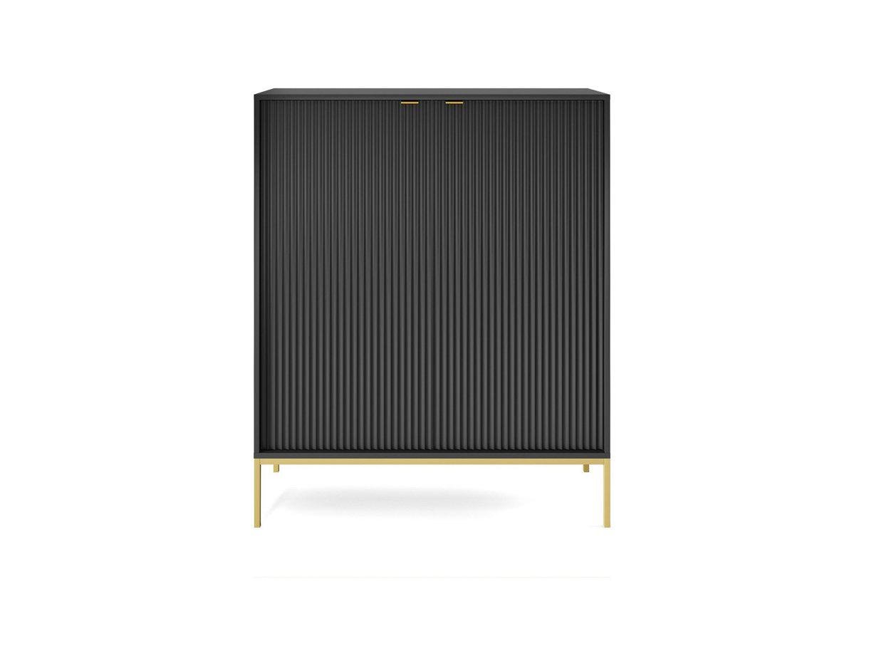Комод високий Perfect Home Nova K104 2-дверний з золотими ніжками Чорний (PFH-091239) Комод високий Perfect Home Nova K104 2-дверний з золотими ніжками Чорний (PFH-091239)