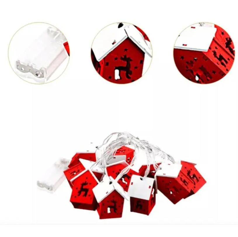 Гірлянда Будиночки Олень 2026 MA755 нитка крапля роса теплий 3 м 20 Led USB Білий (MA755) - фото 5