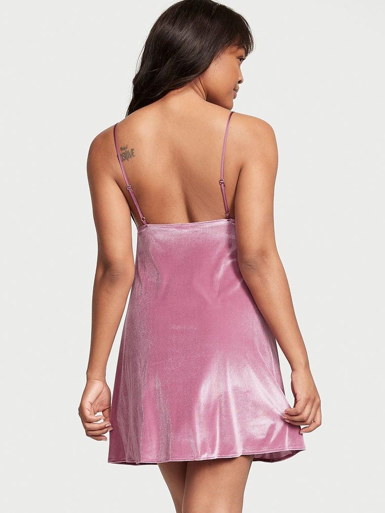 Нічна сорочка Victoria's Secret Velvet Slip Dress S Рожевий (2018585588) - фото 2