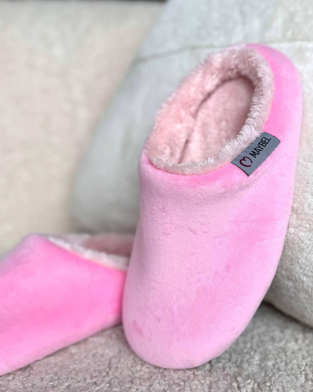Домашние тапочки велюровые утепленные закрытые р. 36/37 Розовый/Персик (2847427305)