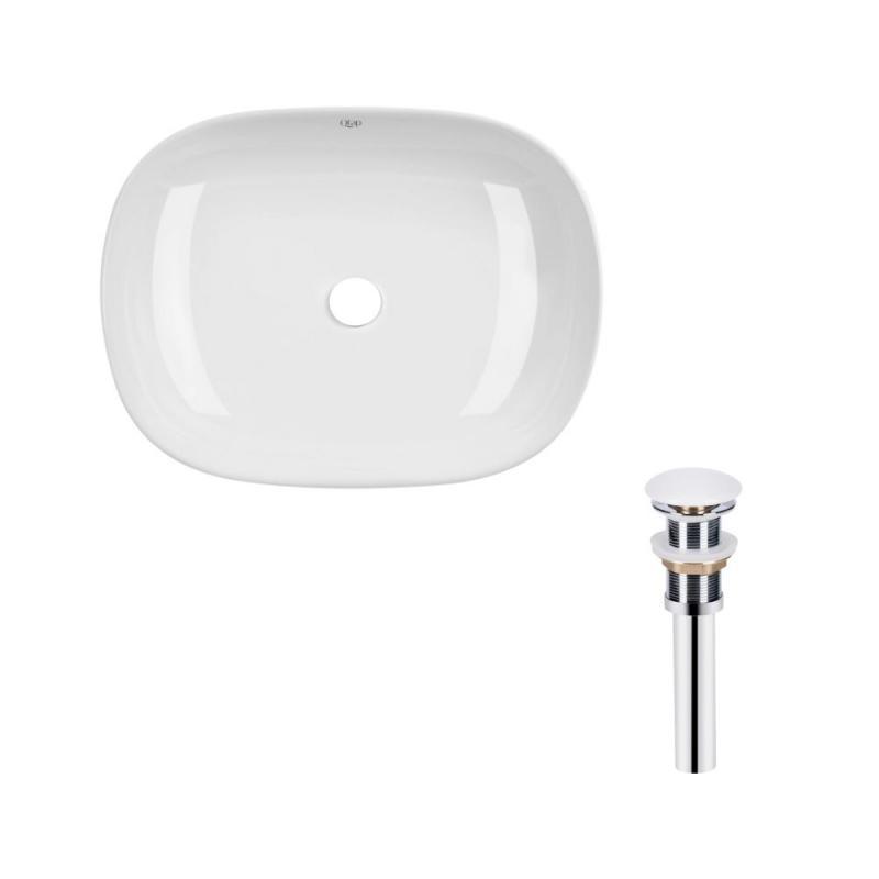 Раковина накладная прямоугольная Qtap Aquarius 470x380x120 мм с донным клапаном PU02 White (SD00053419)