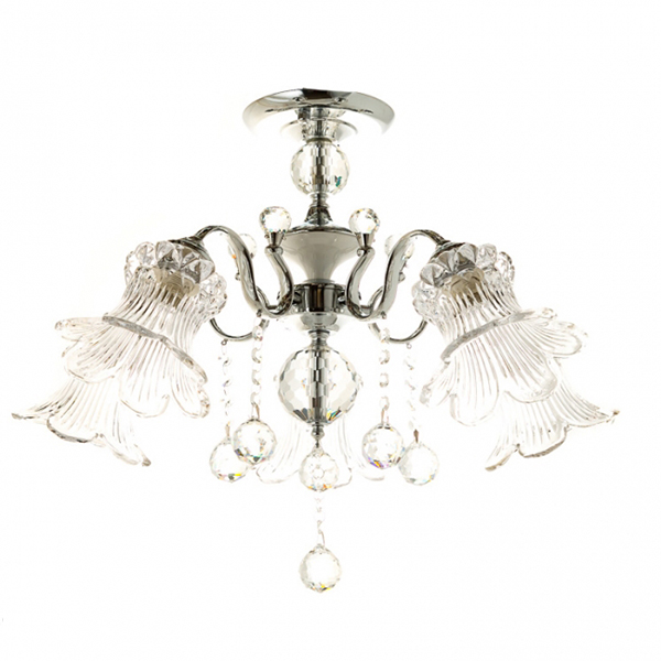 Люстра классическая 5 плафонов из прозрачного стекла Flora Хром (OU069/5P)