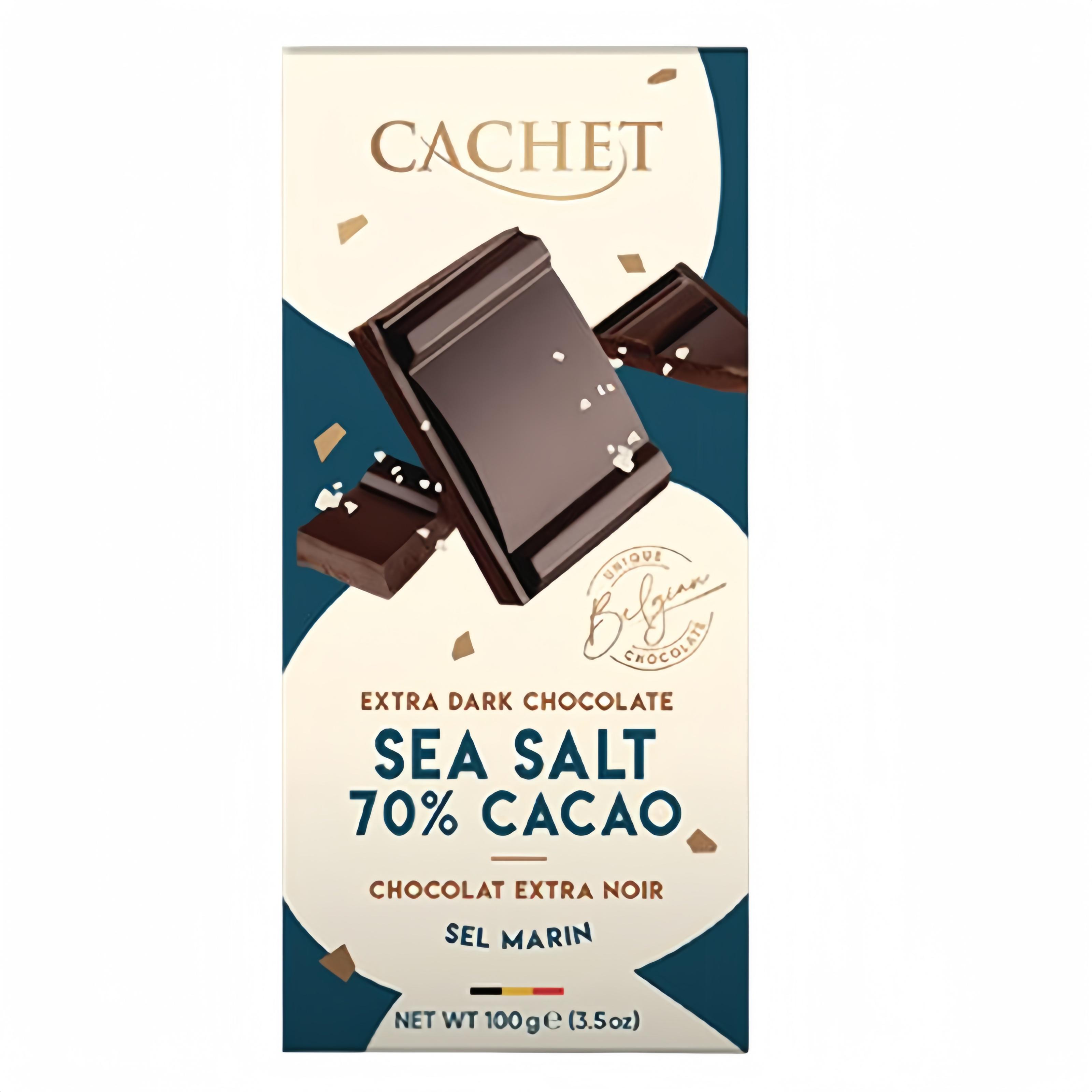 Шоколад чорний 70% Cachet Extra Dark Sea Salt 100 г (13344333)