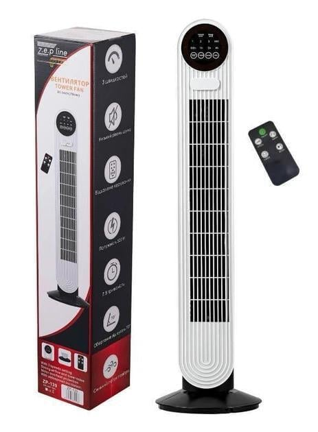 Вентилятор напольный Zepline ZP-139 500 Вт с пультом электронный Белый (GR-04411) - фото 2