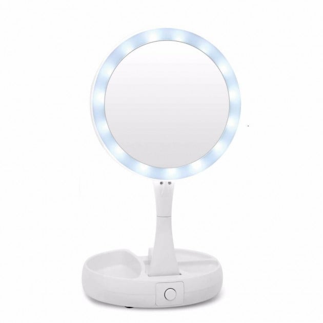 Зеркало складное My Fold Away Mirror для макияжа с LED подсветкой White (tf4484)