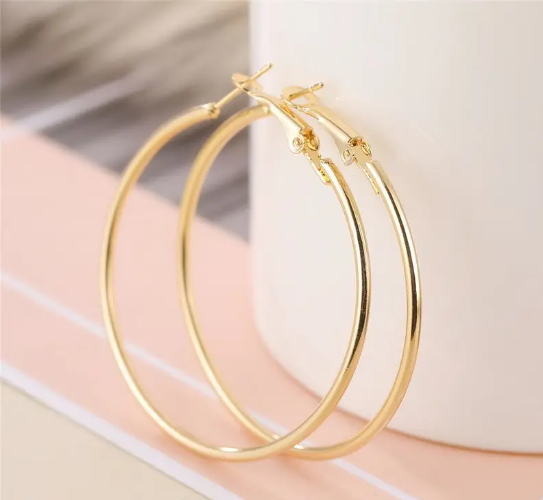 Сережки кільця Конго великі Золотистий (1200828239)