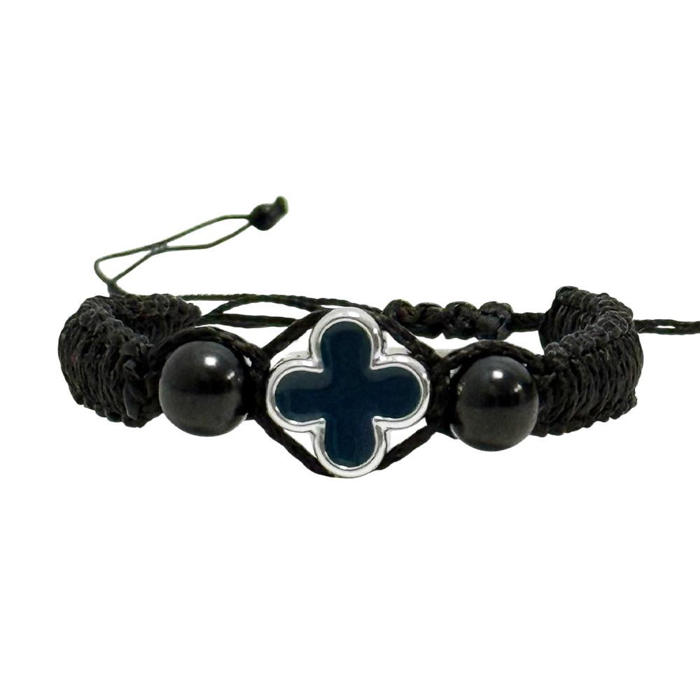 Браслет плетений із хрестом Чорний/Синій (777712479)