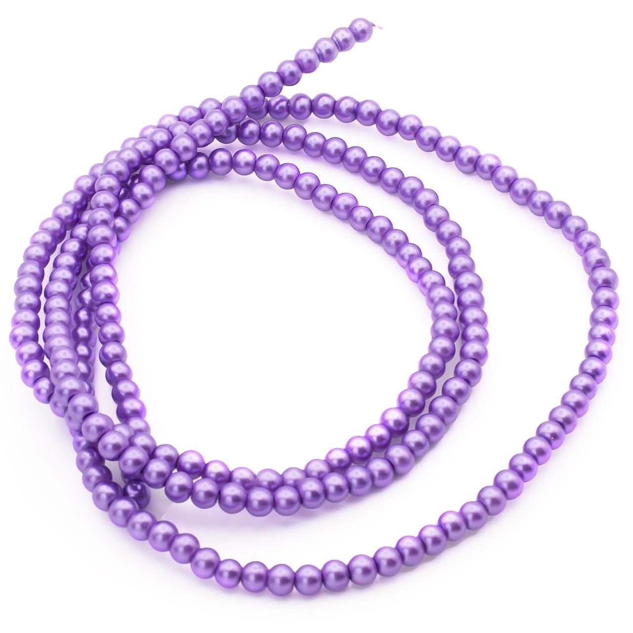 Бусины стеклянные на нитке под жемчуг 3 мм 62 см 215 шт. Фиолетовый светлый (БЖ0003к45)