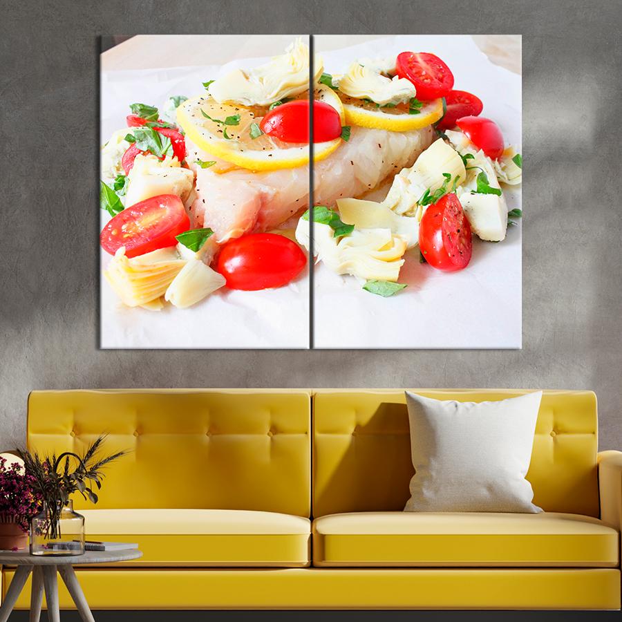 Настенний декор Сочная рыба с овощами 111x81 см (A427-2)