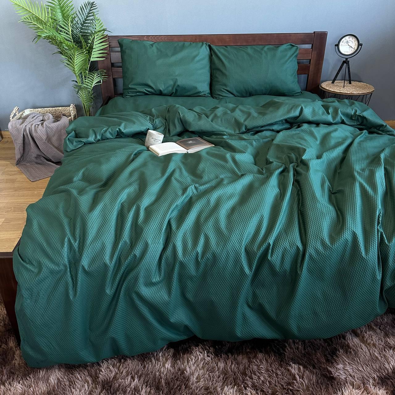 Комплект постельного белья Жатка однотонный из полисатина полутораспальный Зеленый Комплект постельного белья Жатка однотонный из полисатина полутораспальный Зеленый