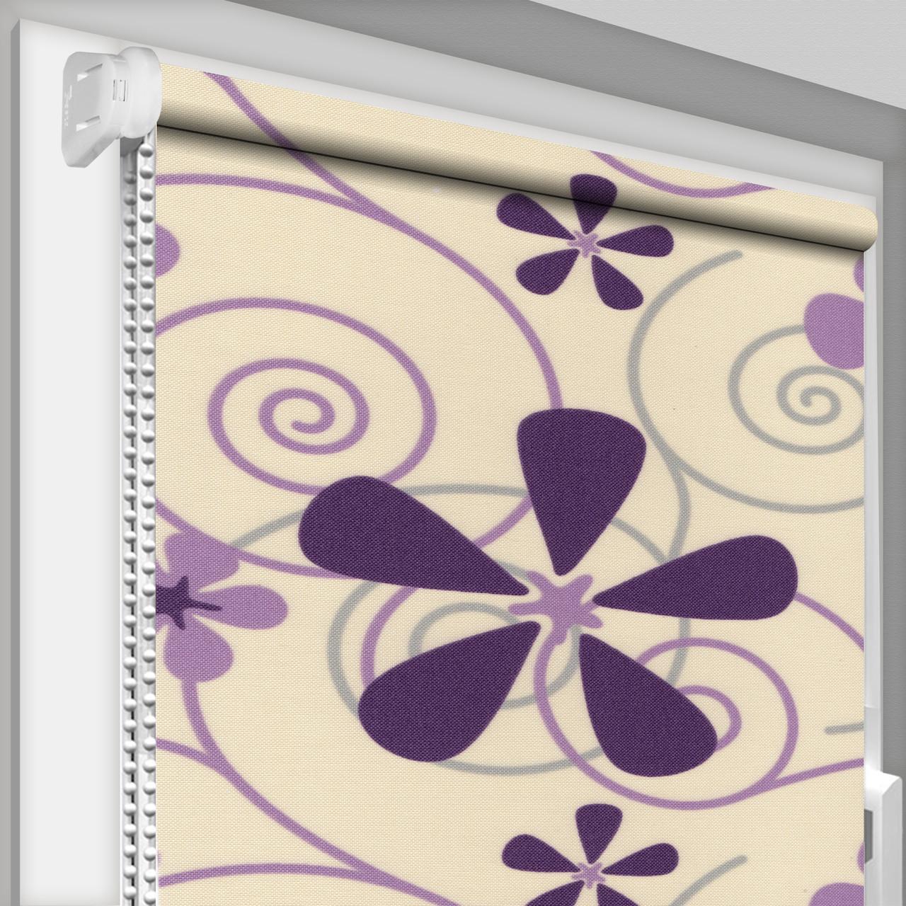 Рулонная штора DECO SHARM Цветы 5236-2 открытого типа 1100x1700 мм Бежевый/Сиреневый (kvit5236-2-30)