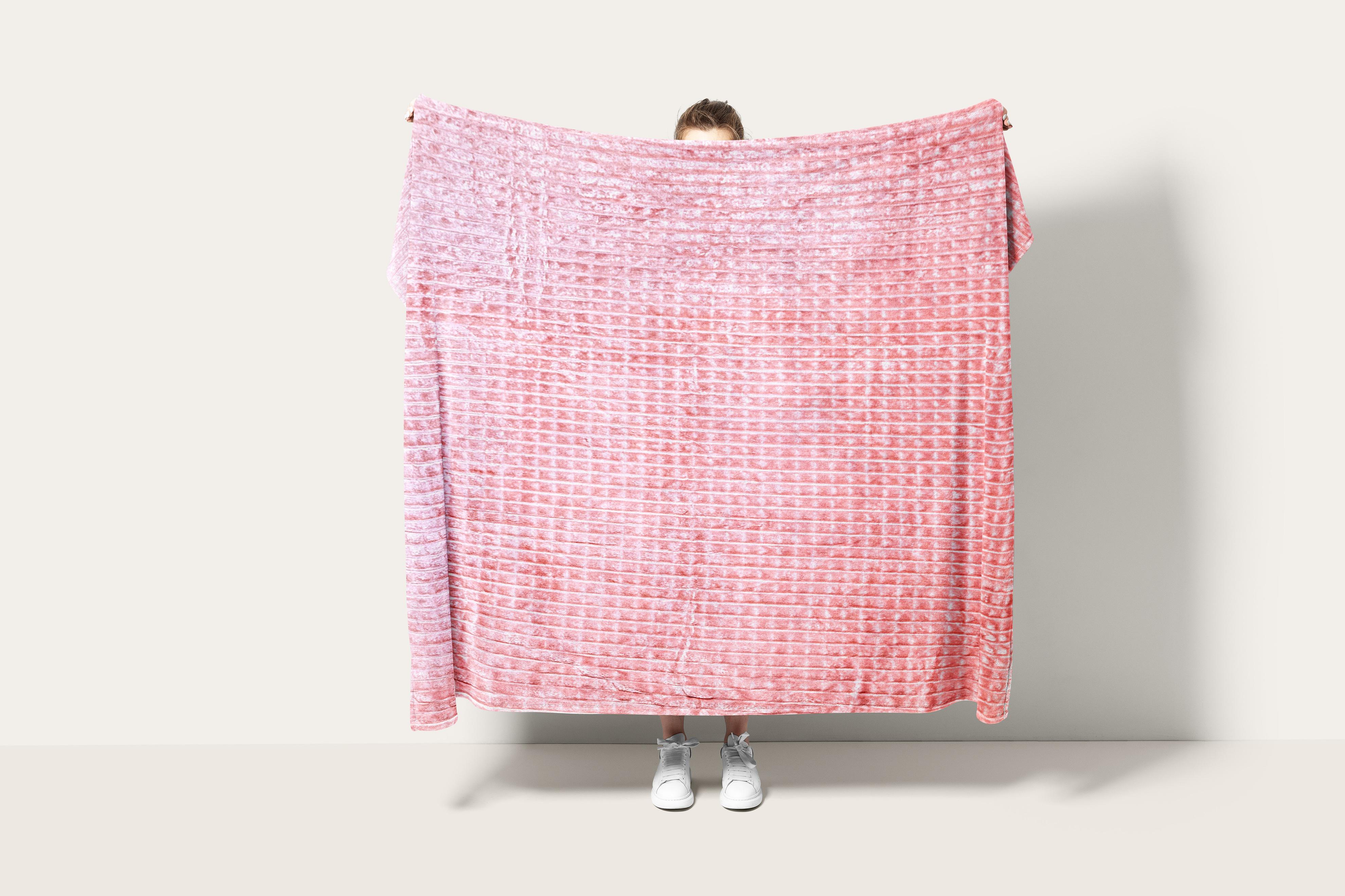 Плед плотный флисовый Квадратик 148х215 см Розовый (F-2703pink/x150)