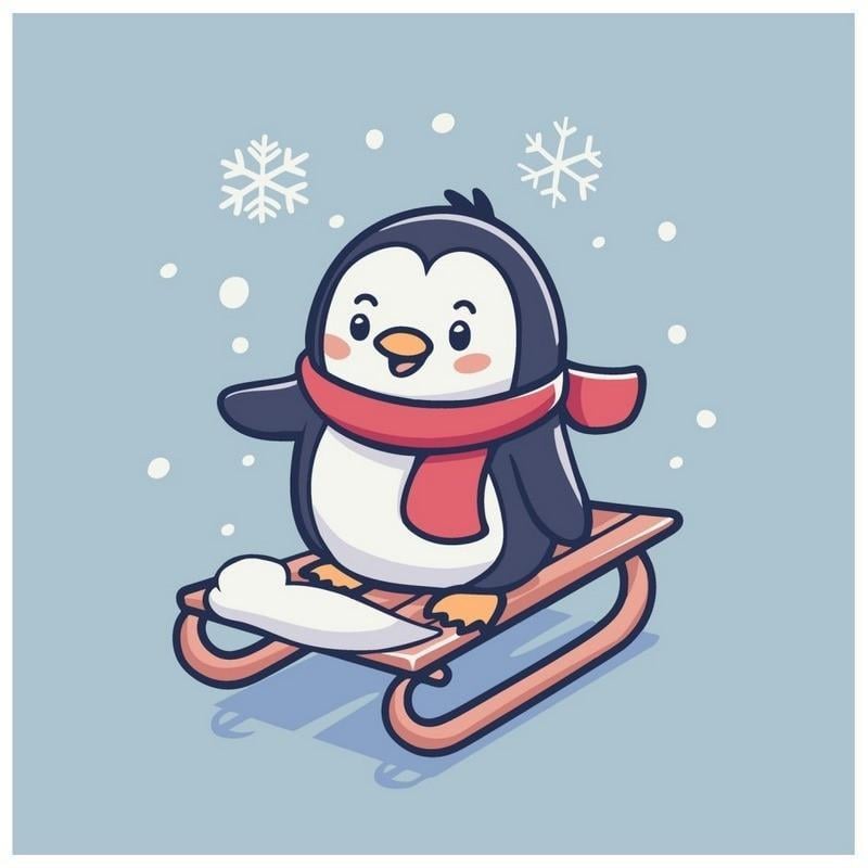 Картина по номерам ART CRAFT Малыш на санках 30x30 см (15614-AC)