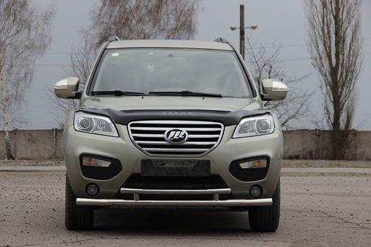 Передняя защита ST014 51/42 мм CAN для Lifan X60 нержавеющая сталь Хром