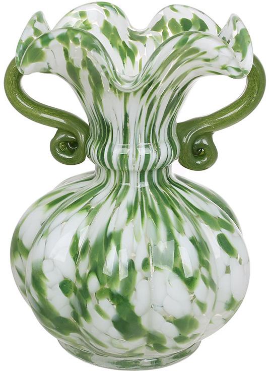 Ваза стеклянная ручной работы Royal Glass Home с ручками 20 см Зеленый (BD-448-113)