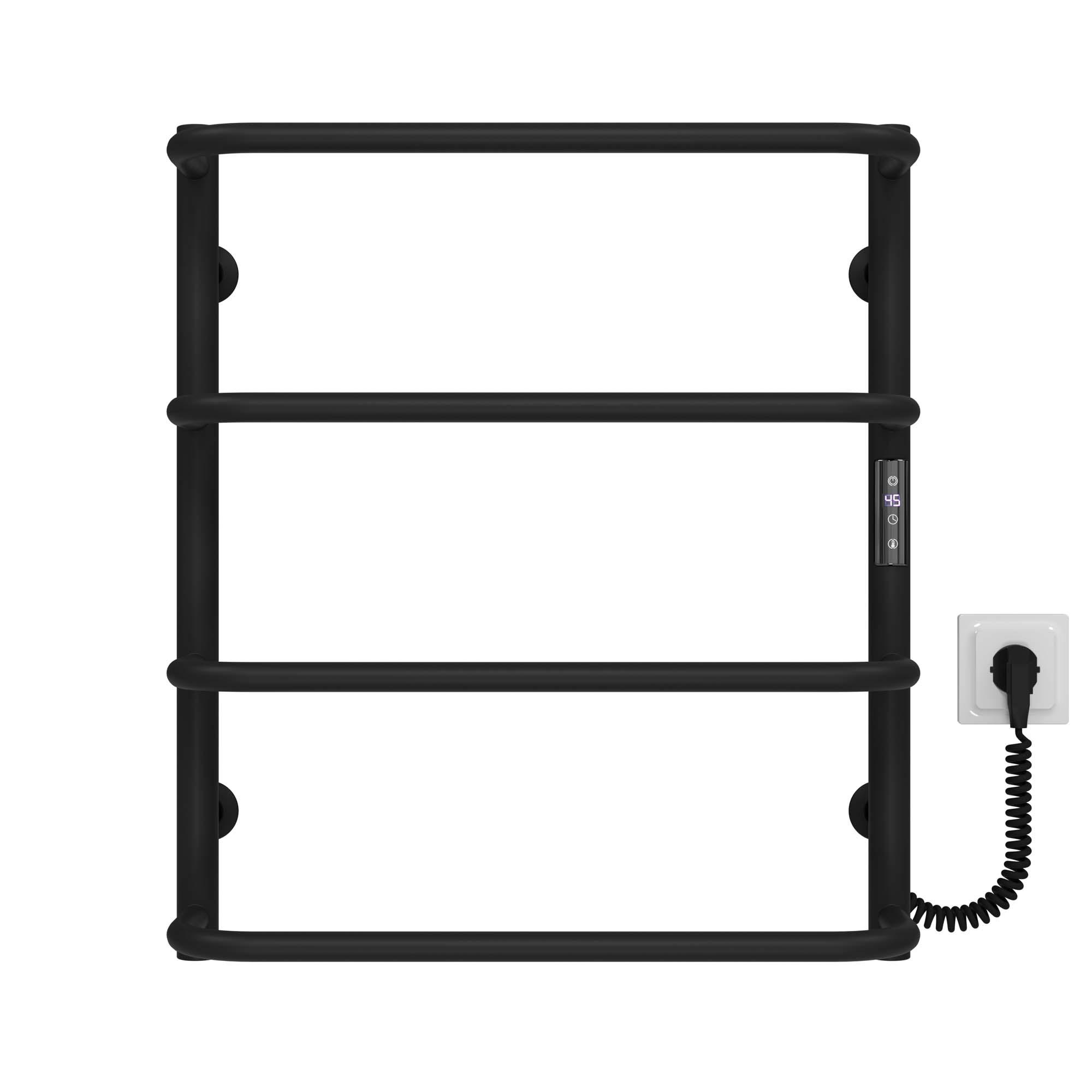 Полотенцесушитель электрический Deffi Стандарт П4 JD03 правое подключение нержавеющая сталь 400х600 мм Черный (C.SS.60.40.4.EBR1)