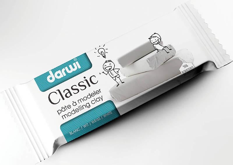 Полімерна глина самозастигаюча Darwi Classic, 500 г., Біла, (DR-DA0800500000)