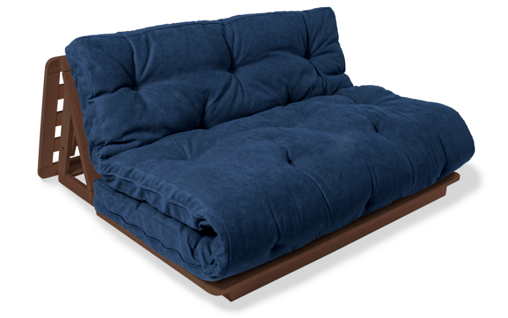 Кресло-футон Woodman Layti-140 раскладное из массива дерева Ореховый/Синий