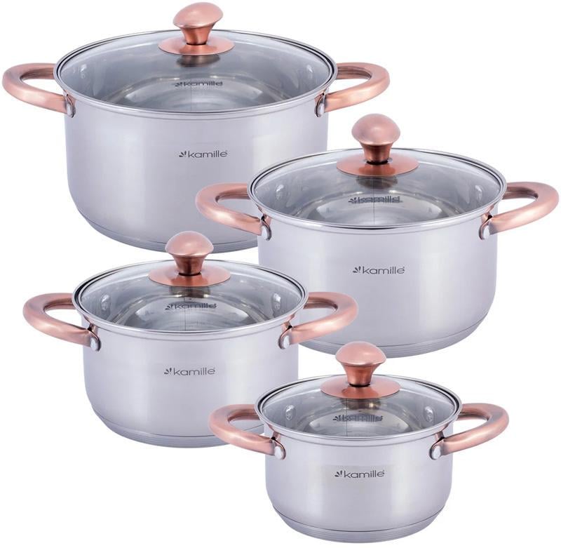 Набір каструль Kamille Catalin із нержавіючої сталі з мірною шкалою 1,5/2/3/5 л