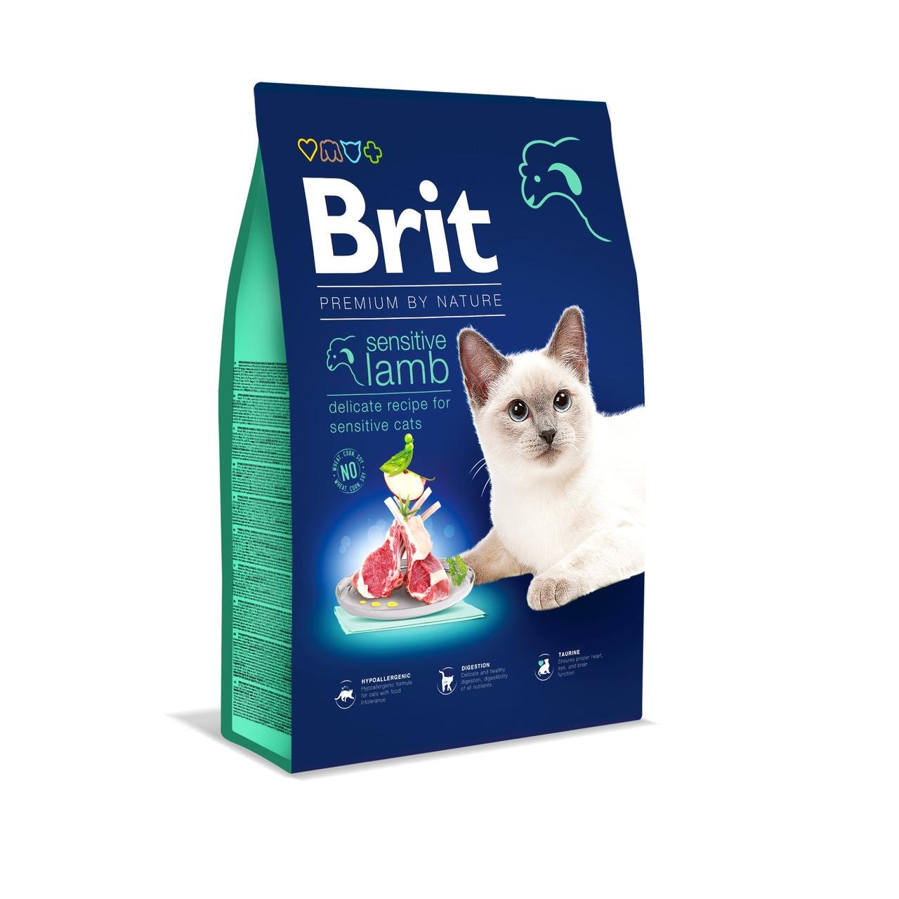 Сухой корм для кошек с чувствительным пищеварением Brit Premium by Nature Cat Sensitive с ягненком 8 кг (2263360257)