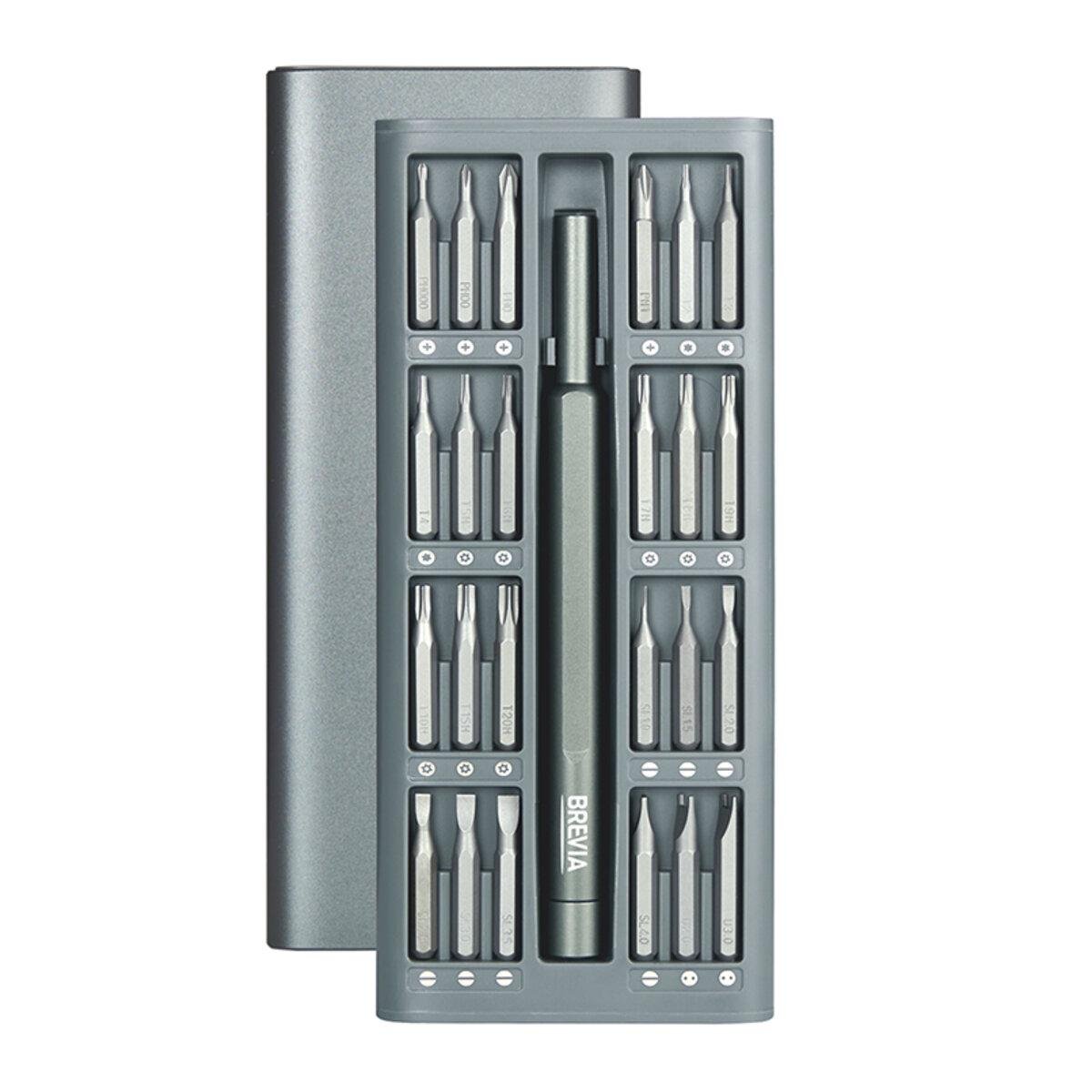 Отвертка Brevia с комплектом насадок для точных работ алюминиевая 48в1 10х127 мм