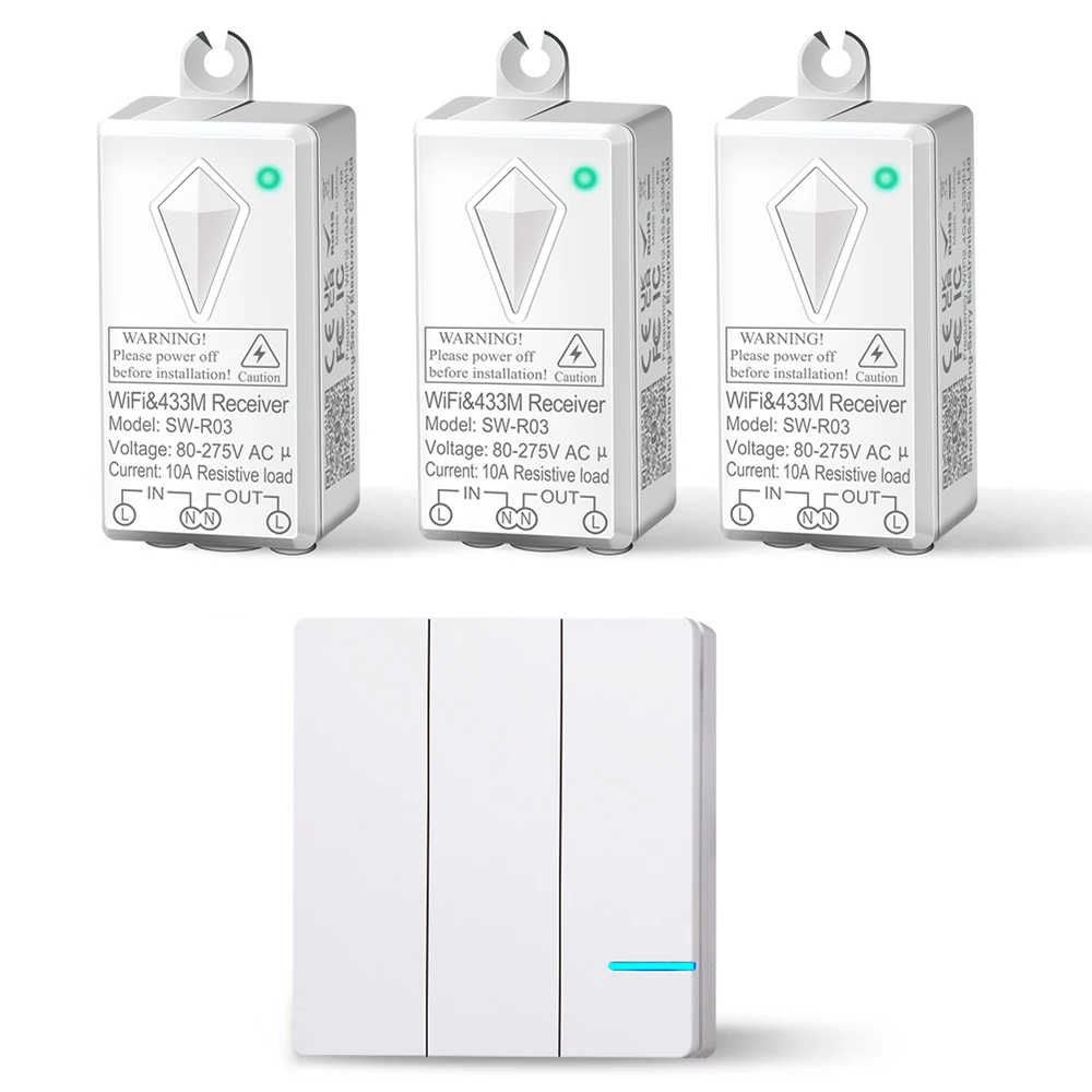 Комплект Premium SW-R01 беспроводной выключатель 3-клавишный NK3 с тремя приемными блоком