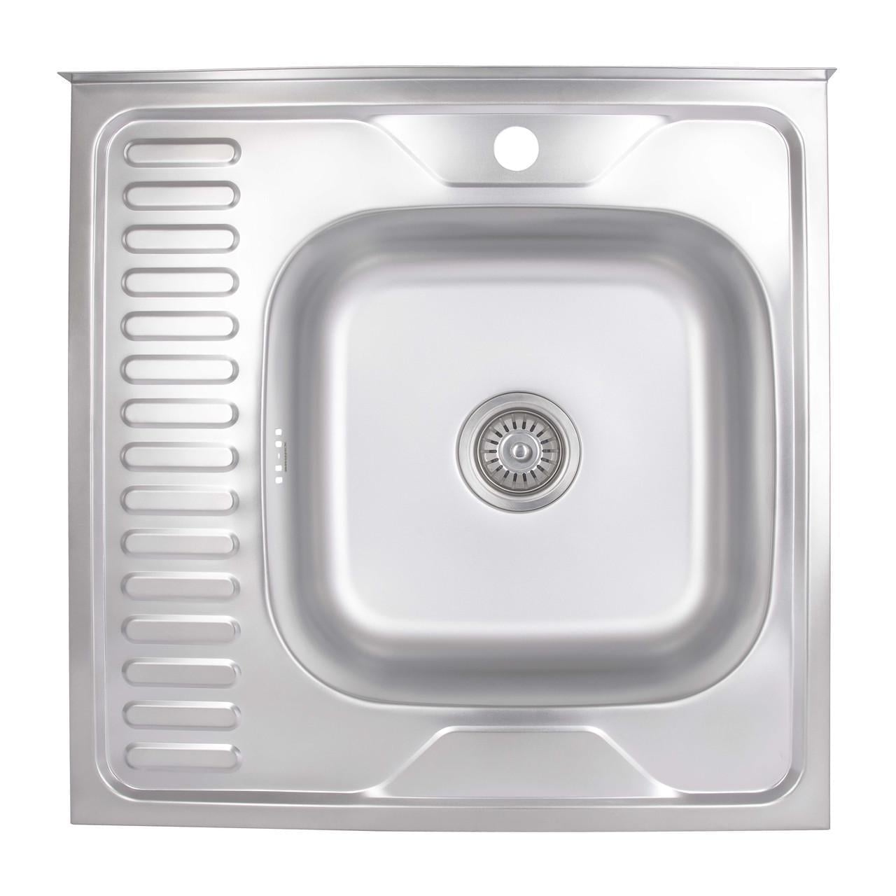 Кухонна мийка Brinex 6060-R 0,6 мм Satin (BRIN6060RSAT06)