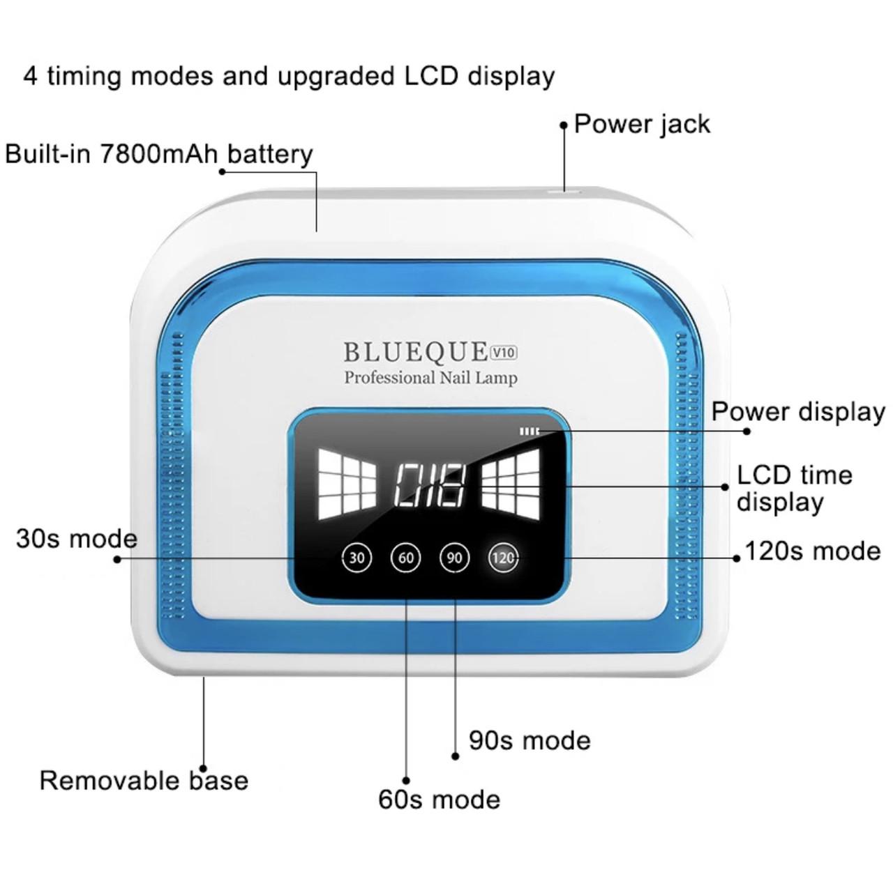 Лампа UV/LED BQ V10 для сушки гель-лака с таймером и дисплеем 120 Вт Белый с синим - фото 3