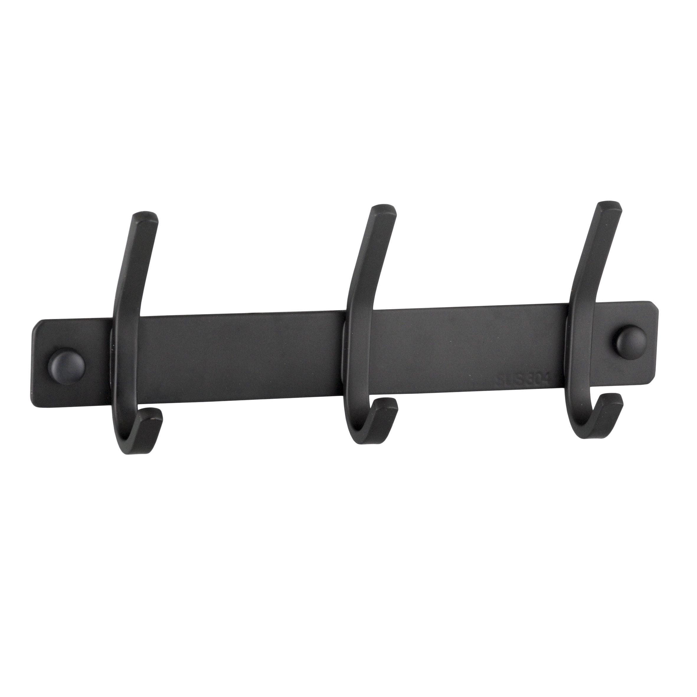 Планка с крючками для полотенец Globus Lux BQ9435-3 000022207 тройной Черный (124461)