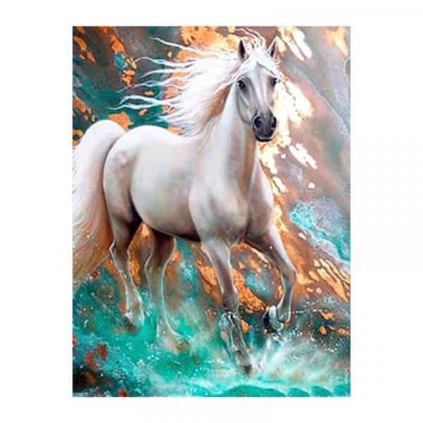 Алмазна мозаїка TK Group Білий кінь в бризках 40х30 см з рамкою в коробці (GB74712-mt)